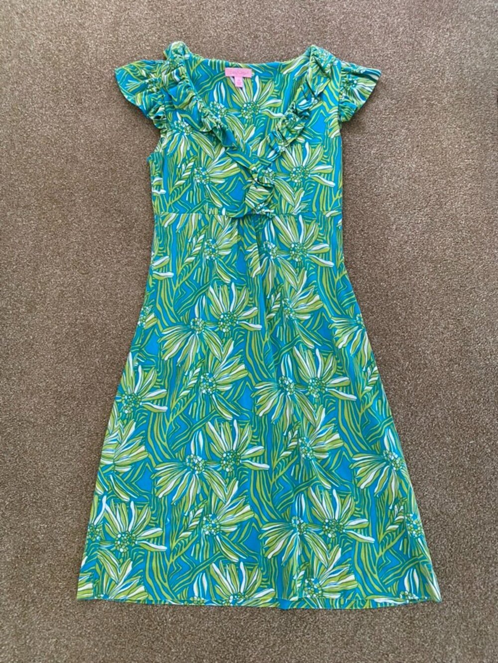 Lily Pultizer Clare Ruffle Neck Silk Shift